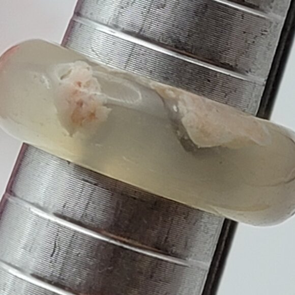 Cherry Blossom Agate Gemstone Ring Size 7.5 Sakura Blossom Gray - Picture 7 of 8